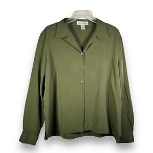 Linea Donna Green Satin Button Front Top Size XL - "Marisa"